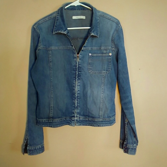 Peppercorn Jackets & Coats Peppercorn Large Zip Up Blue Denim Jacket